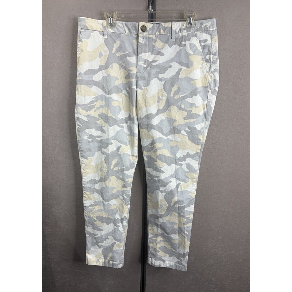 Tommy Hilfiger Pants Womens 12 Camo Gray Yellow White Tapered Leg Chino